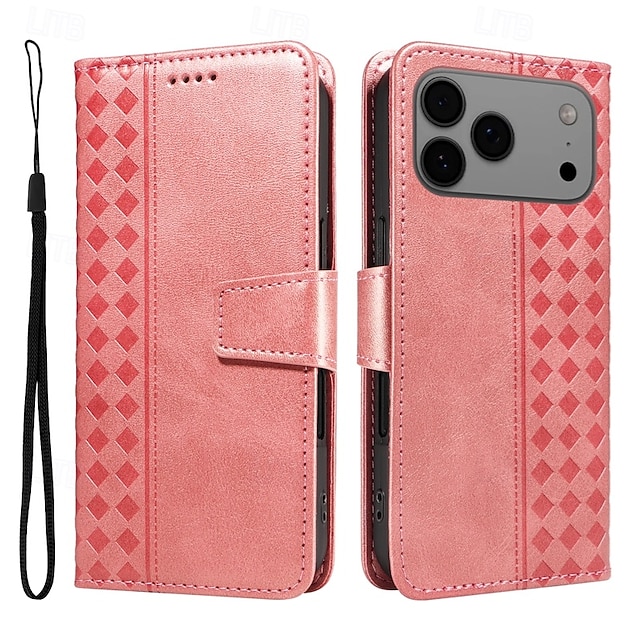  telefone Capinha Para iPhone 17 Pro Max 17 Air 16 15 14 Pro Max Plus 16e 13 Pro Max Mini Capa para Cartão Wallet Proteção de corpo inteiro com cordão Antichoque Retro Couro PU