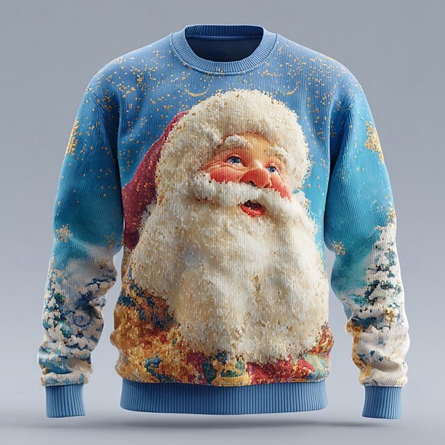 Pull De Noël Moche Humoristique Homme – Sweat à Manches Longues, Motifs Imprimés Drôles, Taille Grande