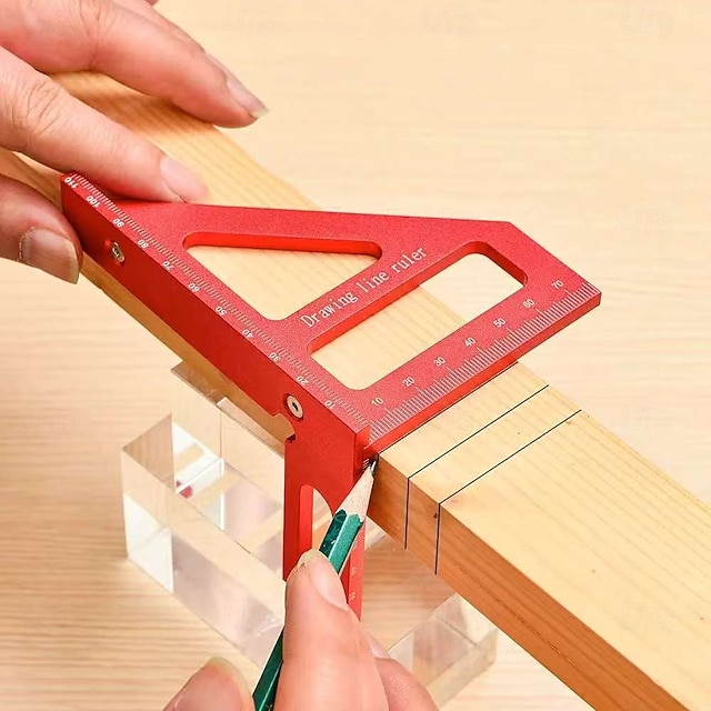  3D Multi-Angle Measuring Ruler Χάρακας διάταξης τετραγωνικής ταχύτητας Κράμα αλουμινίου Φορητά Εργαλείο Κατασκευής Ξυλουργικής 11 cm 45/90 °