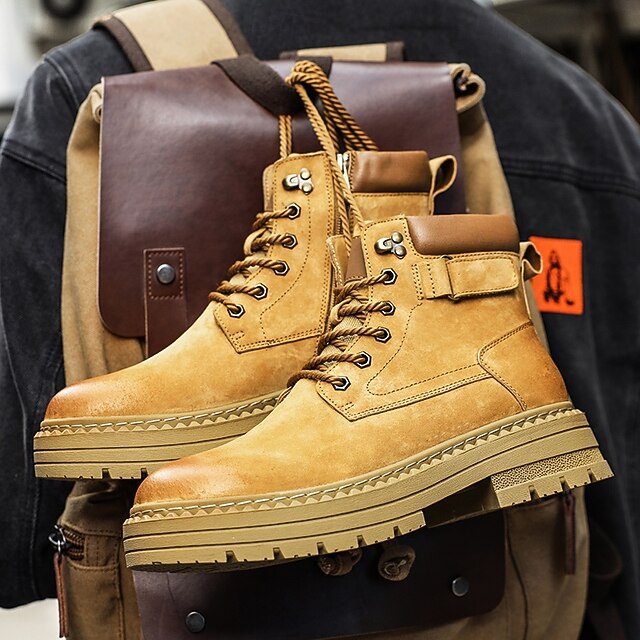  מגפי הליכה בצבע חום בהיר לגברים - עמידים ונוחים, מושלמים להרפתקאות חוץ, טיולים רגליים ולבוש יומיומי