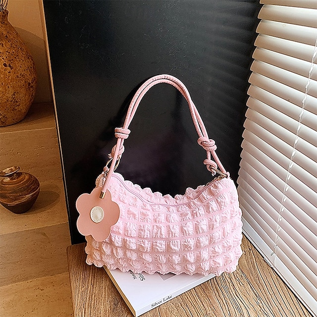  axelväska crossbody-väska – veckad bubbelväska under armarna, enfärgad avslappnad handväska för dagligt bruk och utflykter