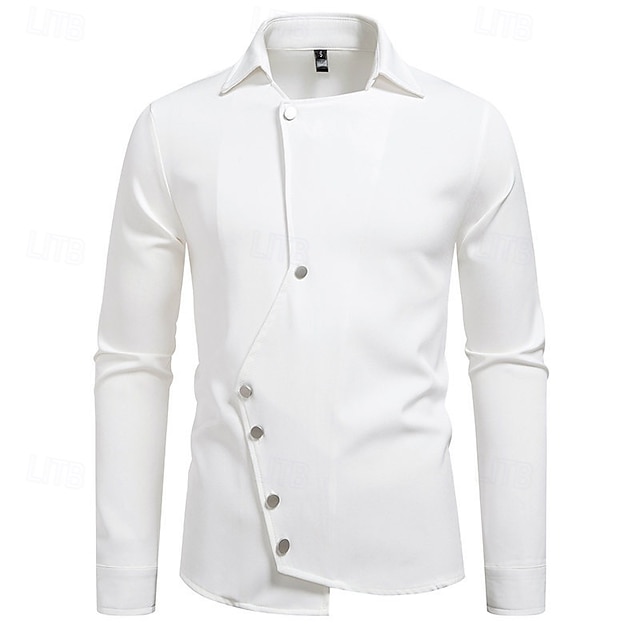  Herren Hemd Sommerhemd Freizeithemd Strandhemd Knopfhemd Schwarz Weiß Kaki Langarm Einfach Revers Urlaub Hawaiianisch Knöpfe Bekleidung Mode Lässig Bequem