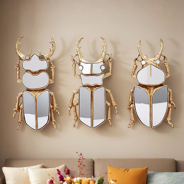 1PC A Modern Resin Material With A Golden Mirror Beetle Shape For Home ...