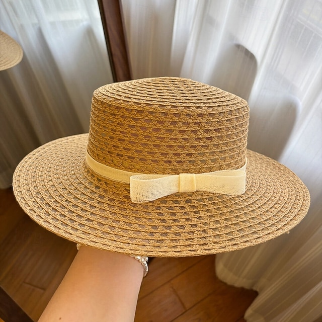 Hats Polyester Straw Hat Sun Hat Wedding Holiday Tea Party Beach Horse ...