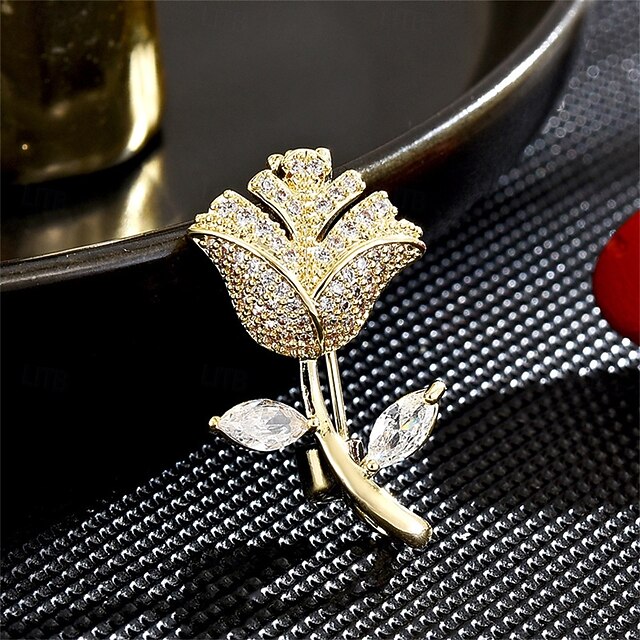 Brooches Flower Fashion Luxury Brooch Jewelry Gold For Wedding Party ...