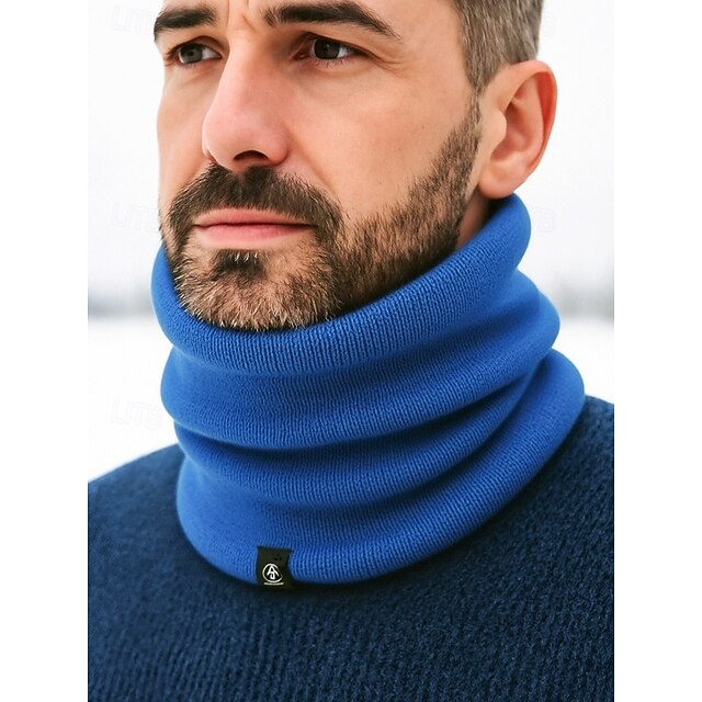  Cache-cou en tricot d'hiver pour homme, écharpe cache-cou, snood thermique doublé polaire, cadeau de Noël confortable pour les sports de plein air, le ski et le port quotidien