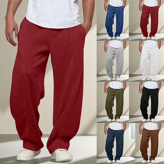  בגדי ריקוד גברים מכנסי טרנינג מכנסי טרנינג עם רגליים רחבות מכנסיים מכנסיים רחבים מכנסי טרנינג פתוחים שרוך אלסטית מותניים רגל ישרה אחיד נושם באורך מלא ספורט חוץ קזו'אל יומי אופנתי סגנון רחוב שחור לבן