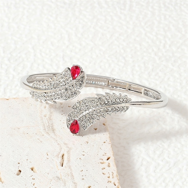  Zircon Mismatched Leaf Personalized Trendy Chrome Bracelet Jewelry Silver / Golden / Golden 2 For Wedding Party Engagement Prom