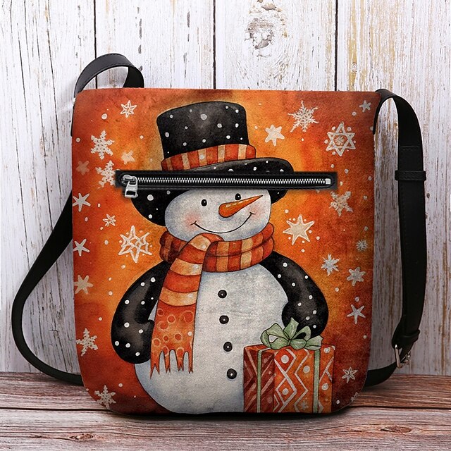 Pattern Print Snowflake Snowman Crossbody Bags
