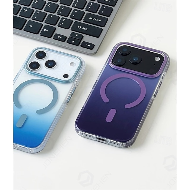  Luksuriøst gradient, eksklusivt matt, klart, sterkt magnetisk, støtsikkert deksel til iPhone 17 Air, 16, 15, 14 Pro Max, 17P, for MagSafe-ladedeksel