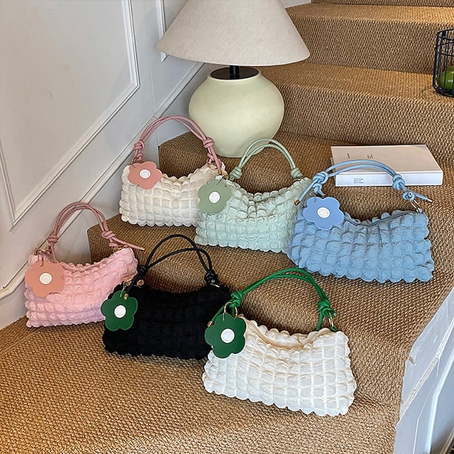  τσάντα ώμου με χιαστί φερμουάρ – πλισέ τσάντα μασχάλης με φυσαλίδες, μονόχρωμη καθημερινή τσάντα για καθημερινή χρήση και εξόδους