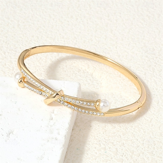  Zircon Geometrical Totem Series Cute Stylish Simple Trendy Chrome Bracelet Jewelry Silver / Golden For Wedding Party Engagement Prom