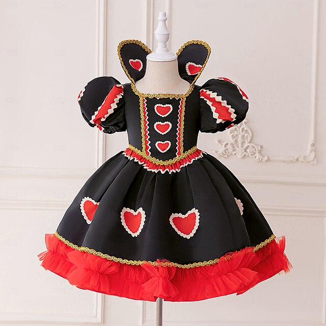 Alice in Wonderland Fairy Tale Queen of Hearts The Red Queen Venom Dress Halloween Costume Tutu Storybook Characters Cosplay Movie Cosplay for Girls' Kid's Halloween Carnival World Book Day Performance4