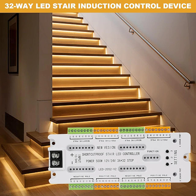 Multi Step Controllers 32 Channel Motion Sensor LED Stair Controller Automatic Staircase ...