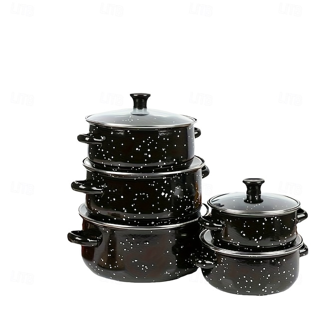 5-piece Enamel Cookware Set - Lightweight Multi-purpose Cookware ...