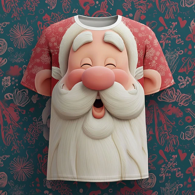 No l Homme P re No l Dessin Anim 3D T shirt Manche Courte T shirt no-l-homme-p-re-no-l-dessin-anim-3d-t-shirt-manche-courte-t-shirt