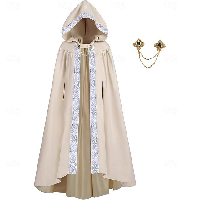 Retro Vintage Medieval Renaissance Cape Cloak Hooded Cloak Vampire Fancy Dress Unisex Celtic Fantasy Halloween Carnival Performance LARP Adults Cloak All Seasons4