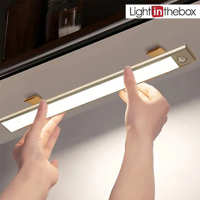 Under Cabinet Lighting, LED Motion Sensor Cabinet Light, Wireless Wall Lamp, LED Night Lights, USB Rechargeable, Night Lamps for Kitchen Cabinet Wardrobe Lamp Staircase 10/20/30/40CM 15