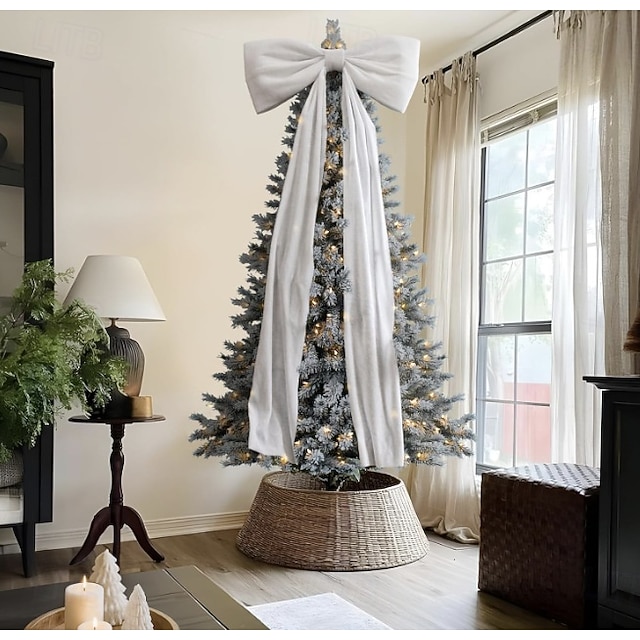  Lazos grandes de 1,8 m para árbol de Navidad, lazo grande de terciopelo rojo y blanco para adorno de árbol, repisa de ventana, repisa de pared, decoración de interiores, hogar, habitación, fiesta, San Valentín, Navidad.