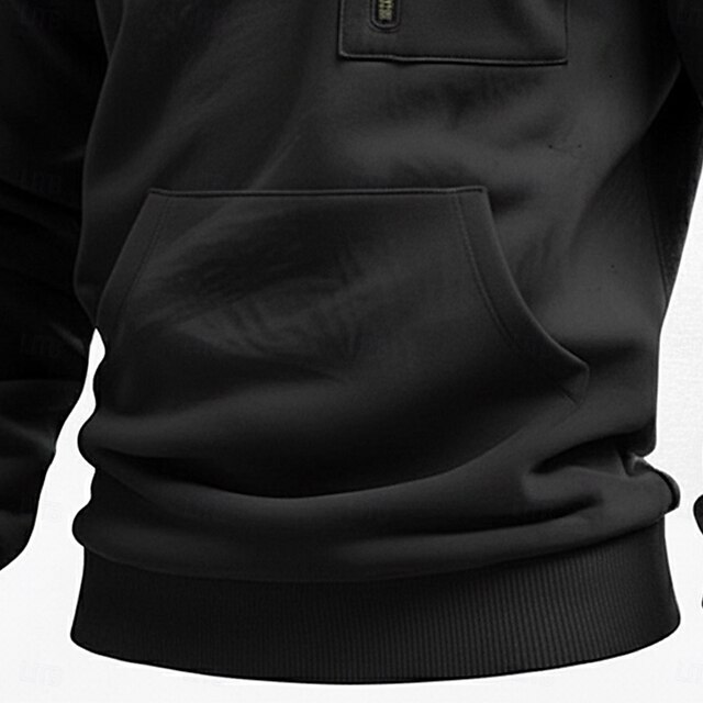 M's Quarter Zip Stash Hoodie (100% Tanguis Cotton
