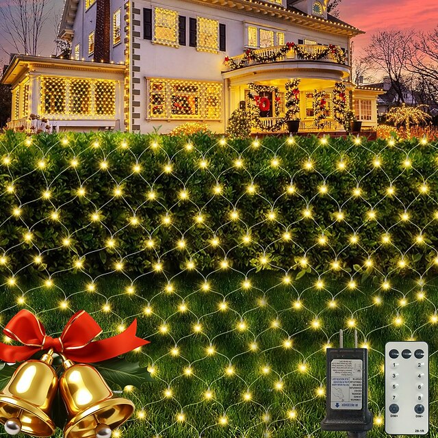 Net Lights Connectable Waterproof String Light 8 Function Timer Remote ...