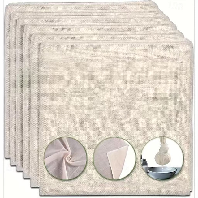  2/4/6 stuks kaasdoek om te zeven, 20x20 inch klasse 100 voorgesneden ongebleekte mousseline doek met randen, herbruikbaar voor yoghurt, sap, koken en kalkoen