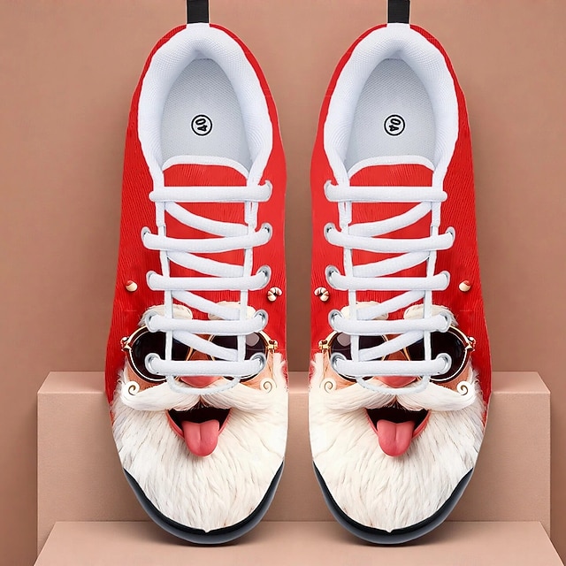  3D-tryckta jultomtensneakers för män – lekfulla och mysiga, roliga julskor för julfester och vinterfestligheter