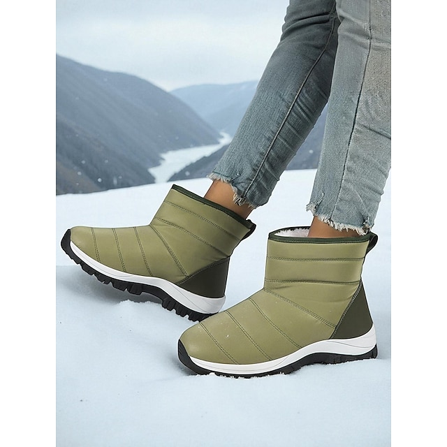  Naisten vihreät vedenpitävät toppakengät – lämpimät, eristetyt ja liukumattomat talvikengät lumisille teille, ulkoiluun, patikointiin ja kylmään säähän