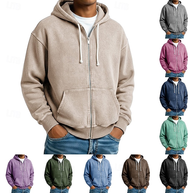  Hombre Sudadera Sudadera con capucha y cremallera completa Azul Piscina Albaricoque Negro Rosa Verde Ejército Con Capucha Plano Cerrar Deporte Casual Diario Ropa de calle Fresco Ropa deportiva Todas