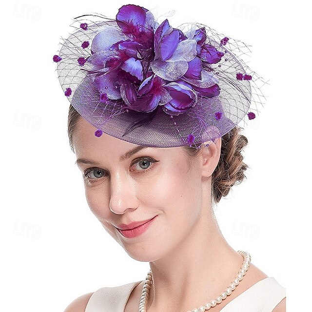 Headdress Feather Net Wedding Birthday Elegant Vintage Cute With ...