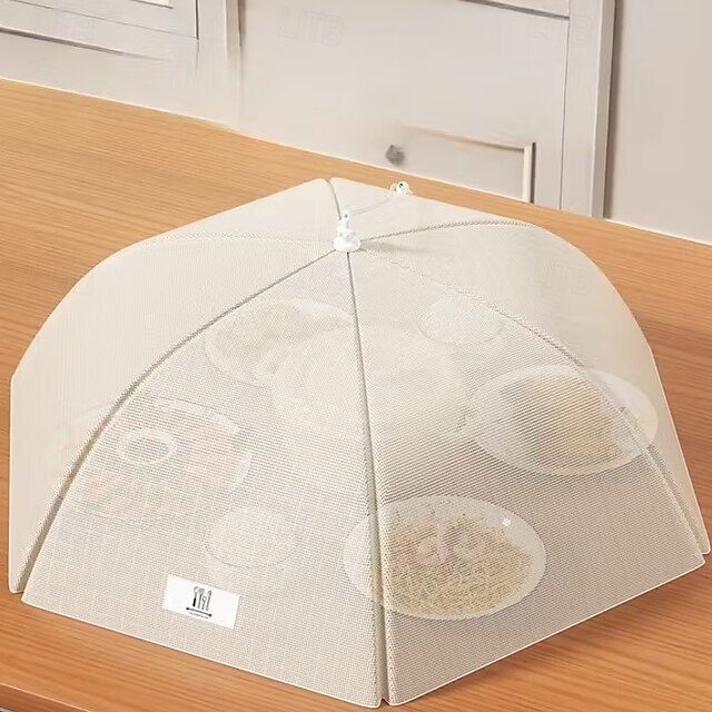 Foldable Fly-Proof Food Cover - Heavy-Duty Beige/White Foldable Tray ...