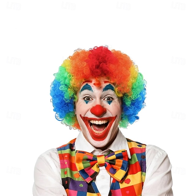  Bunte, lockige Clownperücke in Regenbogenfarben für Erwachsene, perfekt für Karneval, Zirkuspartys, Halloween und Cosplay. &Kostümveranstaltungen