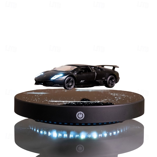  Auto Nera a Levitazione Magnetica con Base Circolare Luminosa e Stellata con Effetto di Illuminazione LED Reale a Risparmio Energetico Controllato da Interruttore Rotazione Libera nell'Aria Regalo di