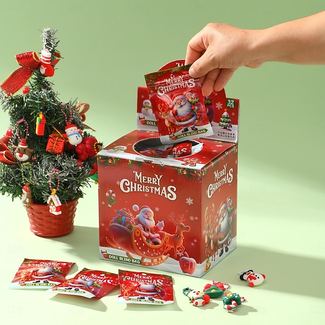  32pcs Christmas Ornament Set with Santa, Reindeer, Snowmen & Candy Canes, Festive Holiday Decorations with Hanging Loop, Perfect For Backpacks