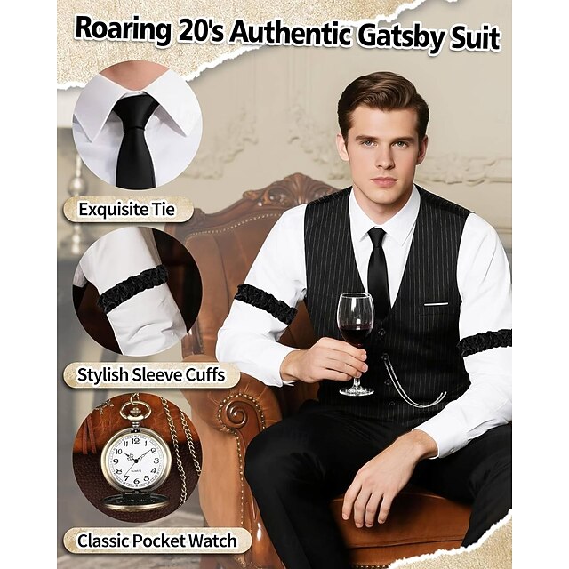 Set Roaring 20s 1920s Retro Vintage Outfits Vest Waistcoat with ...