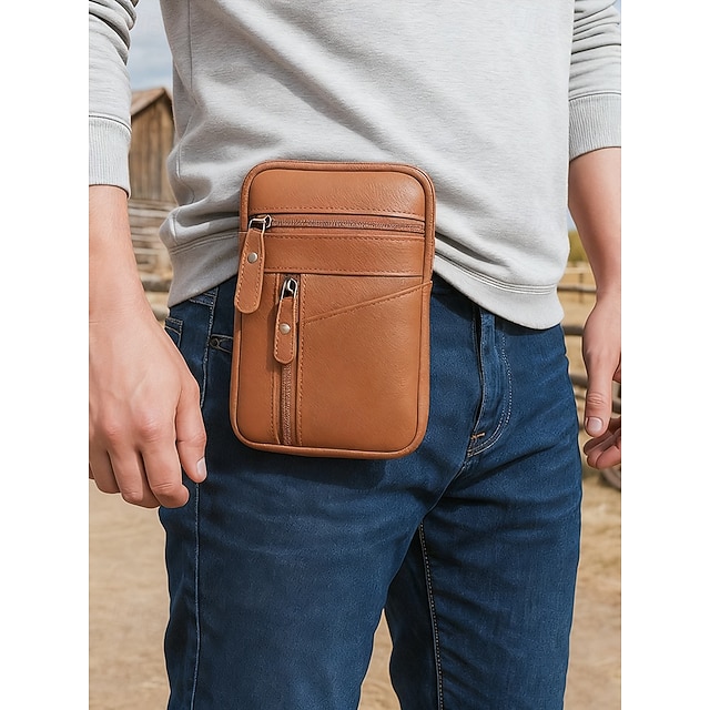 borsa a tracolla e marsupio da uomo in vera pelle: multiuso, design elegante, resistente, vari colori per l'uso quotidiano e i viaggi