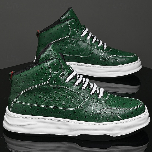 Baskets Montantes Vertes Pour Homme En Similicuir Qualit Sup rieure baskets-montantes-vertes-pour-homme-en-similicuir-qualit-sup-rieure