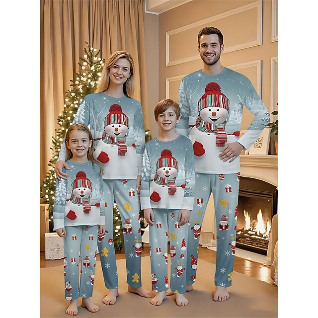 Ensembles Pyjama Noël Famille Manches Longues - Tenues Chaudes Et Festives Pour Les Fêtes
