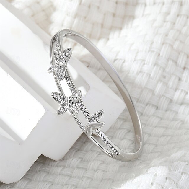  Cyrkon Klasyczny Motyl Elegancja Moda Prosty Luksusowy Chrom Bransoletka Biżuteria Srebrny / Złota Na Ślub Impreza Zaręczynowy Studniówka