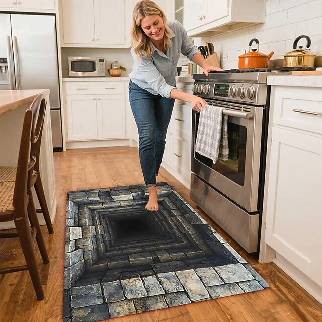 CGACCSD Tapis Trompe l'oeil 3D Trou, TapisTrompe l'oeil 3D D Rectangulaire, Antidérapant Piège Visuel De Porte, Absorption Tapis Effet Optique Trou, pour Salle Bain Chambre 20x32 Pouces