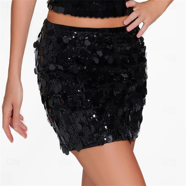Jupe à Paillettes Pompons Femme - Tenue Rave Danse Du Ventre Carnaval - Rouge