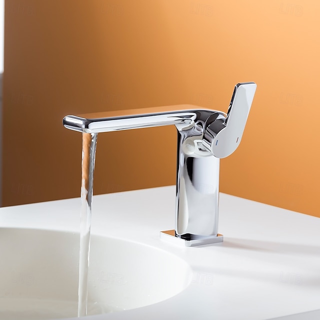  Bathroom Sink Faucet - Classic Electroplated Centerset Single Handle One HoleBath Taps