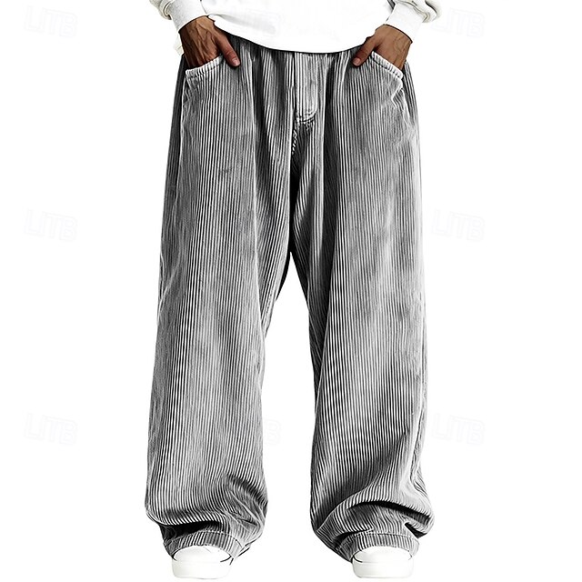 Pantalones Pana Hombre Pierna Ancha - Corte Recto, Cintura Elástica, Ligeros, Cómodos Para Deporte Y Diario