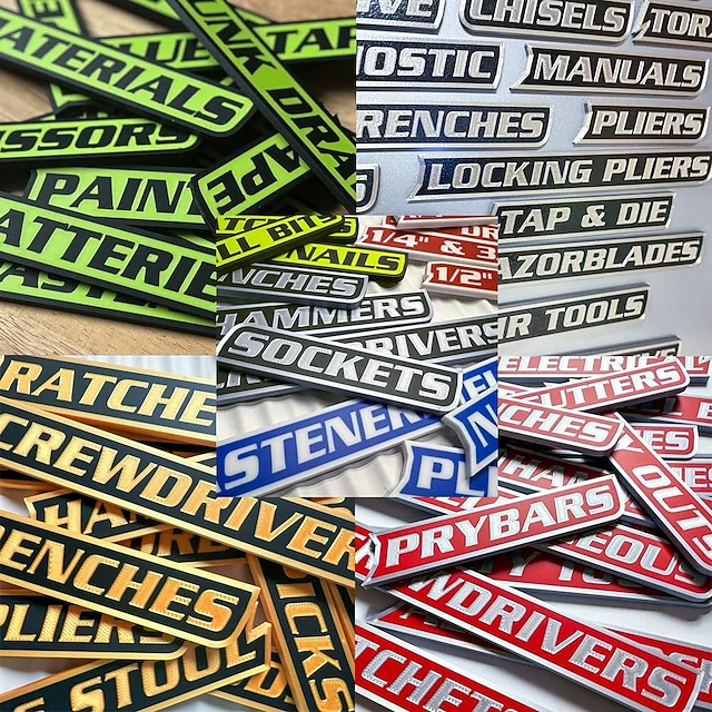 12 Pack of Magnetic Toolbox Labels, 3D-Printed Tool Box Labels, General ...