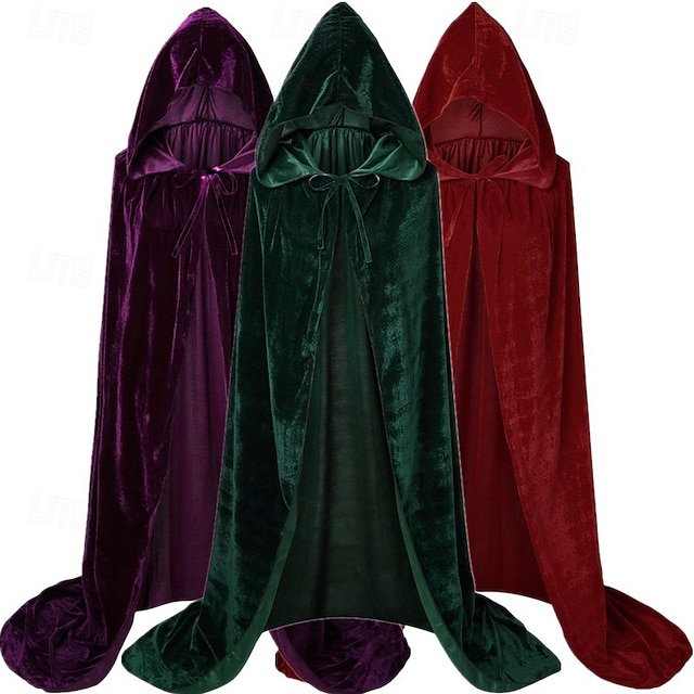  Retro Punk a gotika Středověké plášť s kapucí Přehozy přes ramena Čerodějnice Ranger Elfí Pevná barva Maškarní kostým Pánské Dámské Viking Valpuržina noc předvečer Všech svatých Karneval Plesov