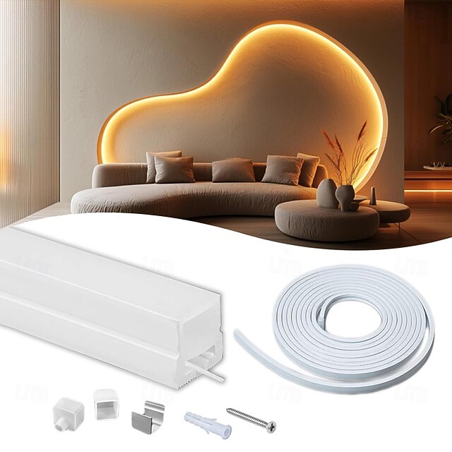 Silicone LED Channel System 16.4ft/5m 32.8ft/10m White 14mm 16mm DIY ...