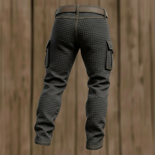 Homme Gauffré Pantalons Cargo Pantalons Pantalon décontracté Patchwork Avec Poches Taille Élastique Uni Confort Doux Longueur complète Extérieur Occasionnel Quotidien Vacances Mode Noir Vert Non