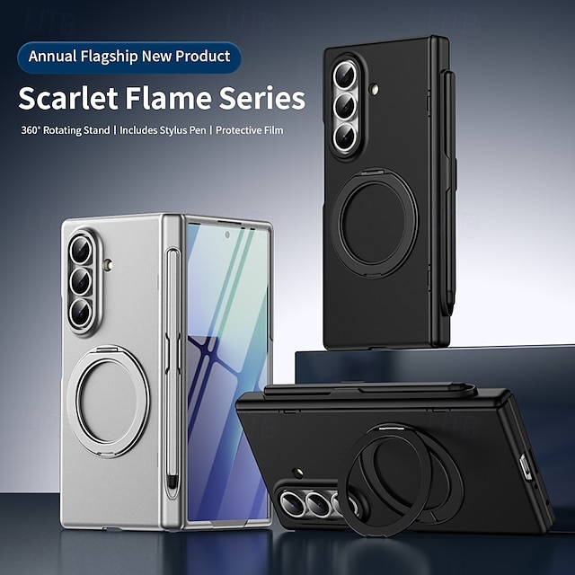  telefone Capinha Para Samsung Galaxy Dobra Z 7 Dobra Z 6 Z Fold 5 Z Fold 4 Z Fold 3 Capa articulada Com Suporte e protetor de tela Proteção de corpo inteiro Retro PC Metal