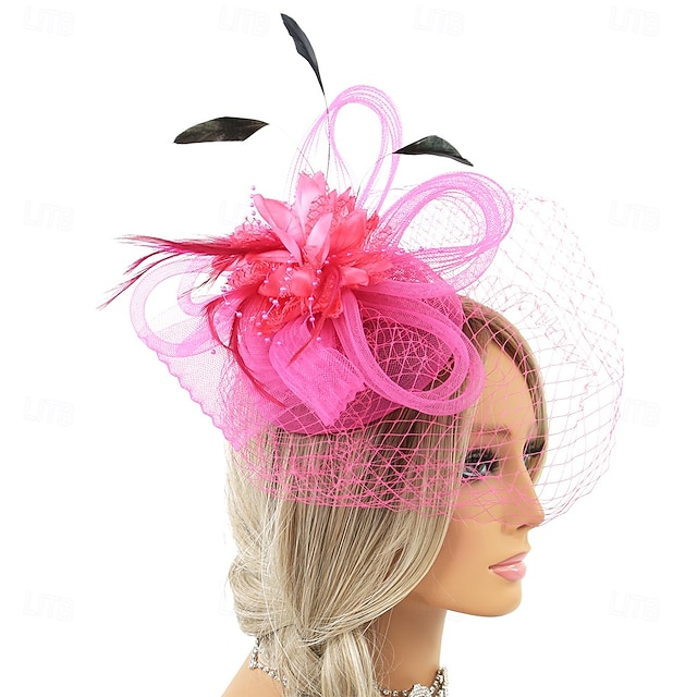  Headdress Tulle Feather Fedora Hat Wedding Tea Party Horse Race Cocktail Elegant Vintage With Feather Headpiece Headwear