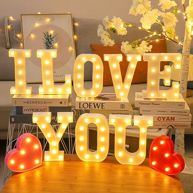  Happy Birthday/Marry Me Marquee Light Up Letters, LED Letter Number Light Sign with Round Light Decoration for Birthday Home Table Decor